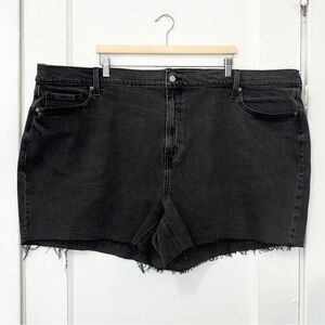 NWT Old Navy Women Mid-Rise Boyfriend Cut-Off Jean Shorts 5", Black Wash,Size 28